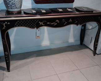 Black & Gold Asian Motif Console Table