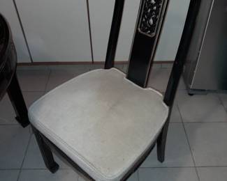 Black & Gold Asian Style Round Dining Table W/ Chairs