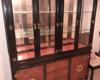 Black & Brown Asian Style Dining Room Hutch Display Cabinet