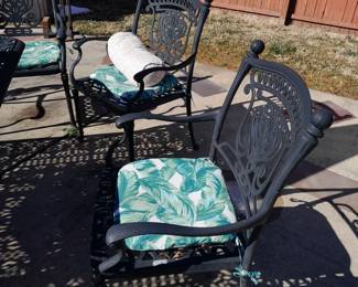 Cast Iron Outdoor Patio Set W/ Table, Chairs, & Umbrella