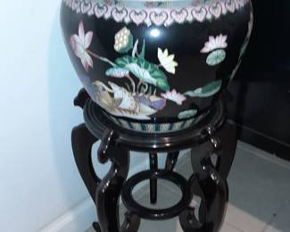 Oversized Asian Planter Pot W/ Pedestal Base