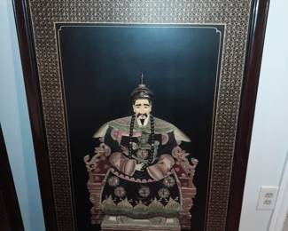 Black Asian Hanging Wall Panel W/ Brass Hardware