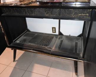 2 Door Black & Gold Asian Motif Cabinet