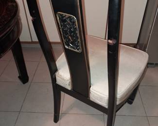 Black & Gold Asian Style Round Dining Table W/ Chairs