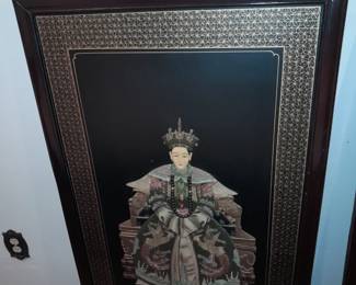 Black Asian Hanging Wall Panel W/ Brass Hardware