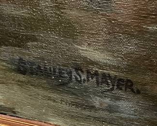 Detail pic, Original Painting Bridge over Stream 
Signed: Stanley S. Mayer 