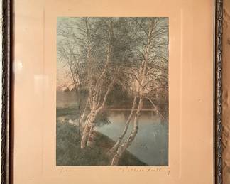 Wallace Nutting signed, hand colored lithograph 