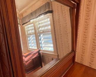 Antique Eastlake beveled lead glass beveled mirror 