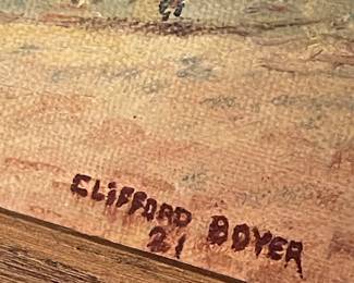 Detail pic, Original Pastoral Landscape Painting 
Signed: Clifford Boyer 1921