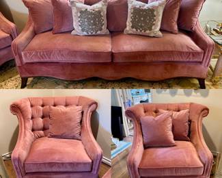Gorgeous Mauve Velvet Sofa & Chairs Purchased from Hemispheres