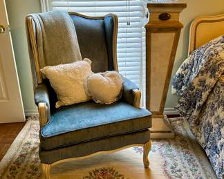 Beautiful blue wingback chair