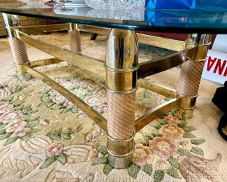 Very Cool Tommaso Barbi Italian Faux Tusk Brass Coffee Table - Pictures don’t do Justice !