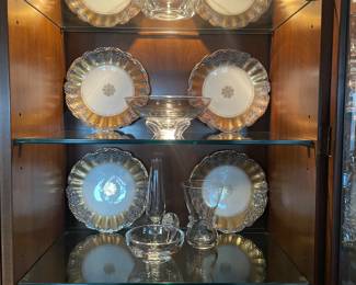 Limoges Salad Plates, Steuben Bowls and Vases, 3 Iittala Birds 