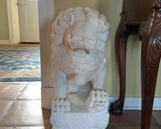 One of a Pair of Marble Foo Dogs                                                  25.5"H 14"D 10"W