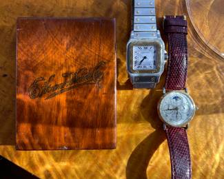 Howard Watch Co. Pocket Watch in Original Box, Cartier Santos Automatic Mens Watch, Baum & Mercier Chronograph 