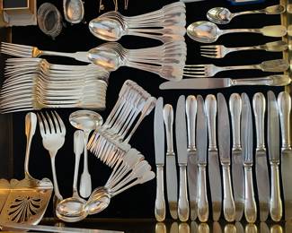 65 Piece Set of Christofle "Cluny" Silverplate Flatware