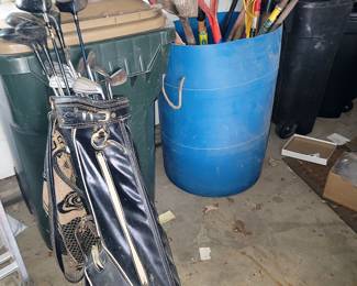 Vintage golf clubs. garden tools