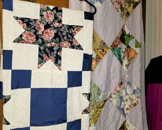 Handmade small quilt cover on left $20 (sale price), handmade quilt on right $40 (sale price)