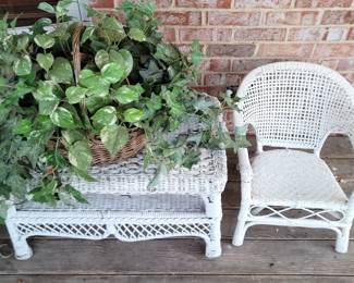 Wicker table $8 and child's chair $8 ea. sale price