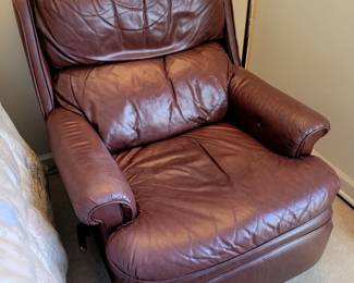 Brown leather recliner