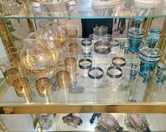 Vintage decanters with glasses sets