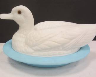 GLASS DUCK ON NEST BOWL
