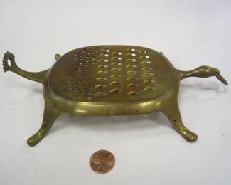 BRASS TURTLE FORM CHEESE GRATER 