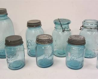 OLD BALL BLUE GLASS CANNING JARS