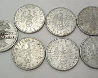 GROUP OF SEVEN GERMANY ALUMINUM 50 Reichspfennig COINS