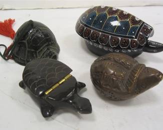 TURTLES - THREE TRINKET BOXES, ONE BELL