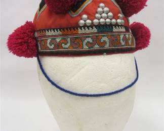  CHINESE EMBROIDERED CLOTH HAT. HAND MADE 