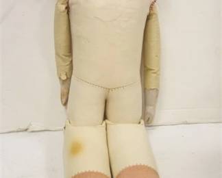 ANTIQUE DOLL WITH LEATHER BODY, GERMAN HEAD