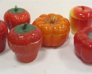 MILK GLASS PAINTED FRUIT BOXES