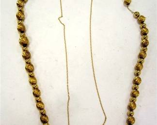 14K HOLLOW GOLD BOBBLES AND CHAIN NECKLACE
