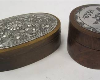 TWO WOOD TRINKET BOXES