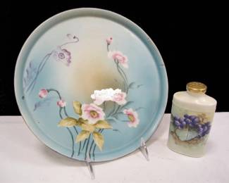HAND PAINTED DRESSER TRAY AND SHAKER