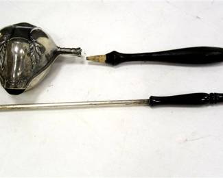 STERLING CANDLE SNUFFER SILVER PLATED TEA STRAINER.  HANDLE NOT ATTACHED