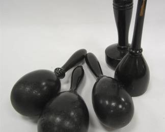 BLACK PAINTED OLD SOCK DARNING EGGS