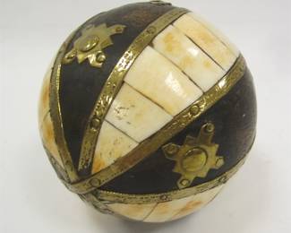 MAHOGANY BONE AND BRASS BALL