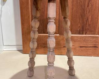 Turned Natural Wood Marble Top Side Table - 2 Available. Photo 1 of 2.