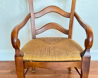 Set of 6 French Provincial Rush Seat Ladder Back Dining Chairs. Seat Cushions Available. Seat Height Measures 20" H. Photo 3 of 6.