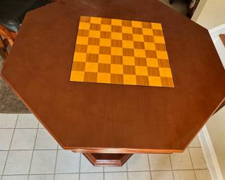 Brunswick Centennial Pub Table With Chess or Checkerboard Inlay. Reversible Top. Measures 30" D x 42" H. Photo 1 of 2.