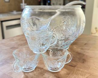 Punch Bowl with 12 Cups & Ladle.