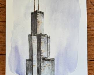 Print of Sears Tower Watercolor.