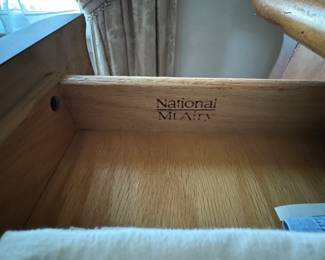 National Mt. Airy Chestnut Finish French Provincial Bookcase / Cabinet with Glass Shelves, Mirrored Back and Interior Lighting. Photo 3 of 3.