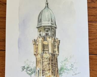 Print of The Old Water Tower Watercolor.