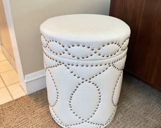 Faux Leather Storage Tool with Nailhead Trim.