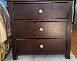 Pair of 3-Drawer Glass Top Bedside Tables. Photo 1 of 2.