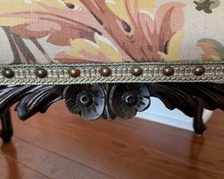 Maple Upholstered Bench with Nailhead Trim. Measures 14" W x 26" D x 18" H. Photo 2 of 4.