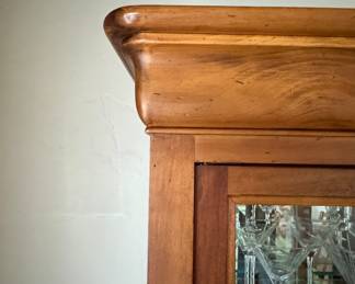 National Mt. Airy Chestnut Finish French Provincial Bookcase / Cabinet with Glass Shelves, Mirrored Back and Interior Lighting. Photo 2 of 3.